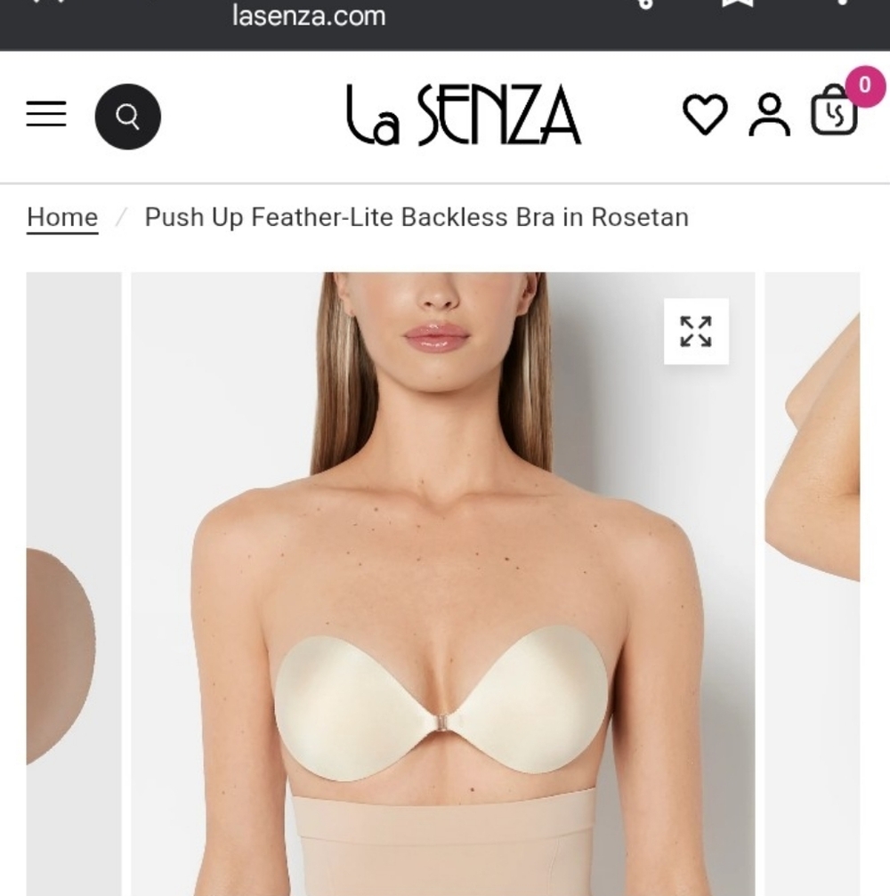 🩷 Sz C, Push Up Feather-Lite Backless Bra in Rosetan